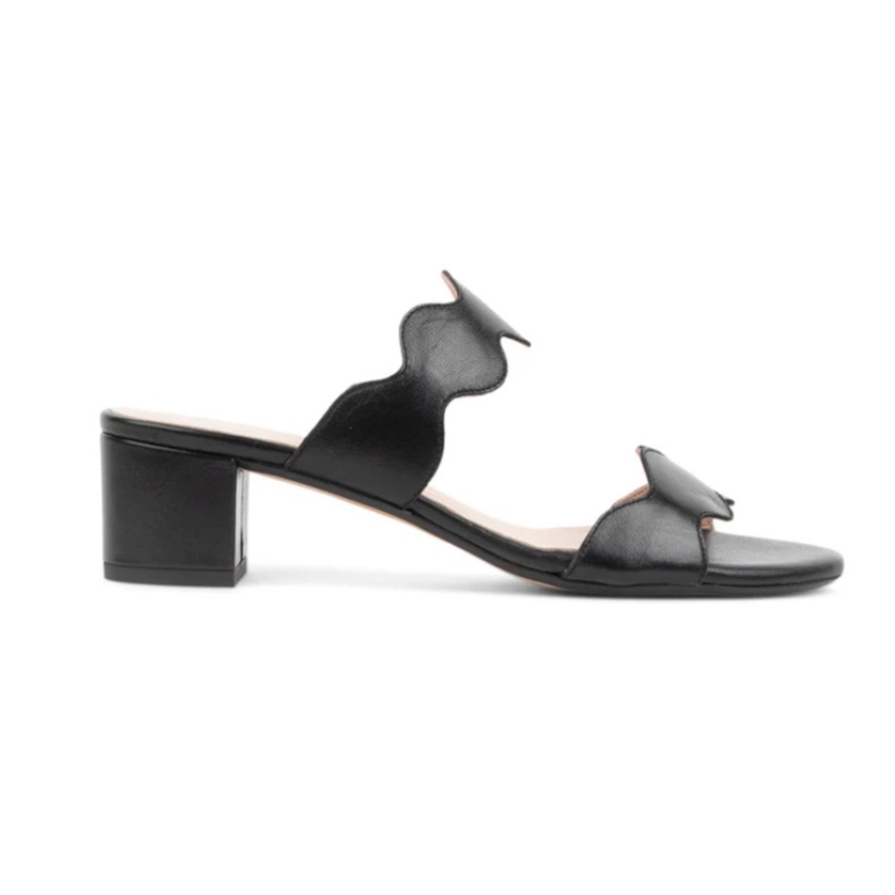 Patrica Green Scalloped Black Sandals